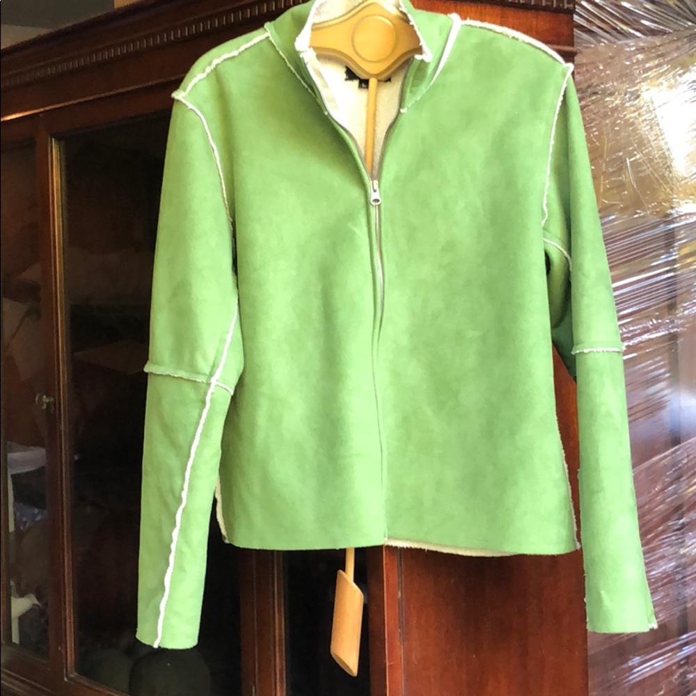 Green faux suede jacket